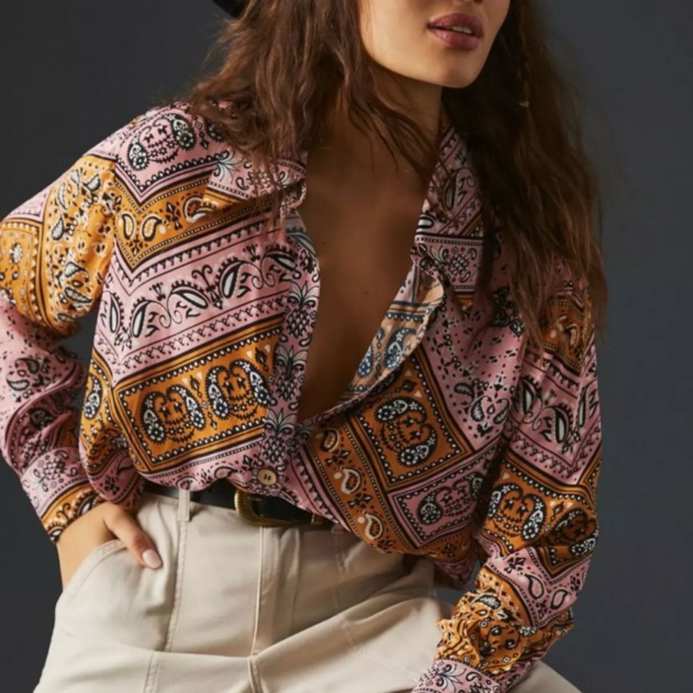 FARM Rio Classic Paisley Buttondown Shirt, NEW